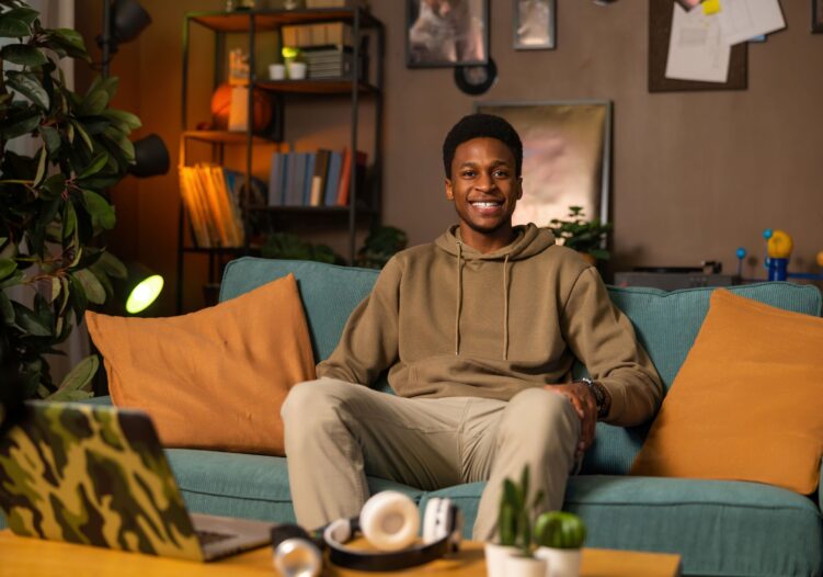 Teenage male on the sofa